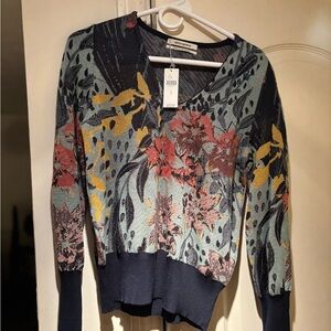Floral V-Neck Sweater